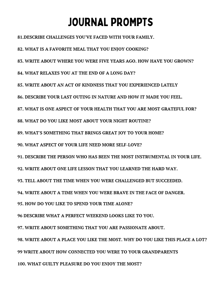 120 Gratitude Journal Prompts