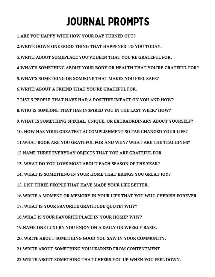 120 Gratitude Journal Prompts