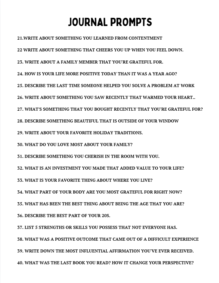 120 Gratitude Journal Prompts