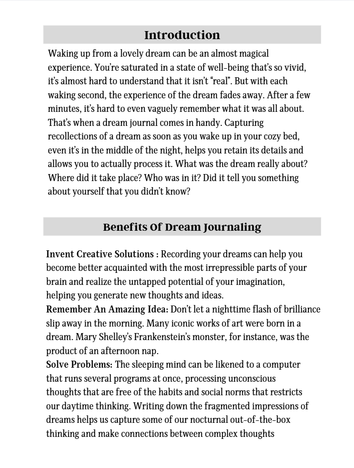 Dream Journal and Diary